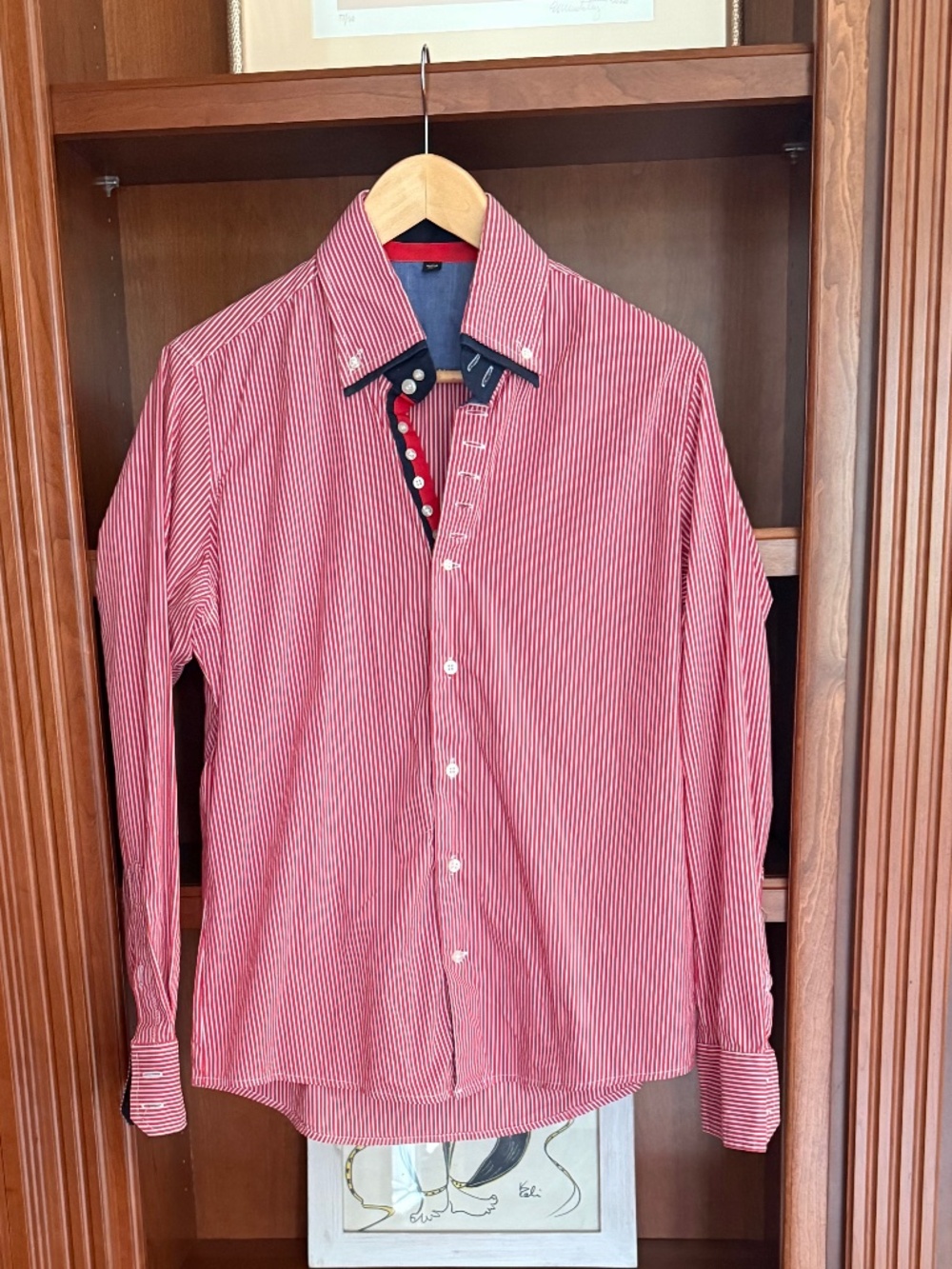 Italian Red Stripe Button Up